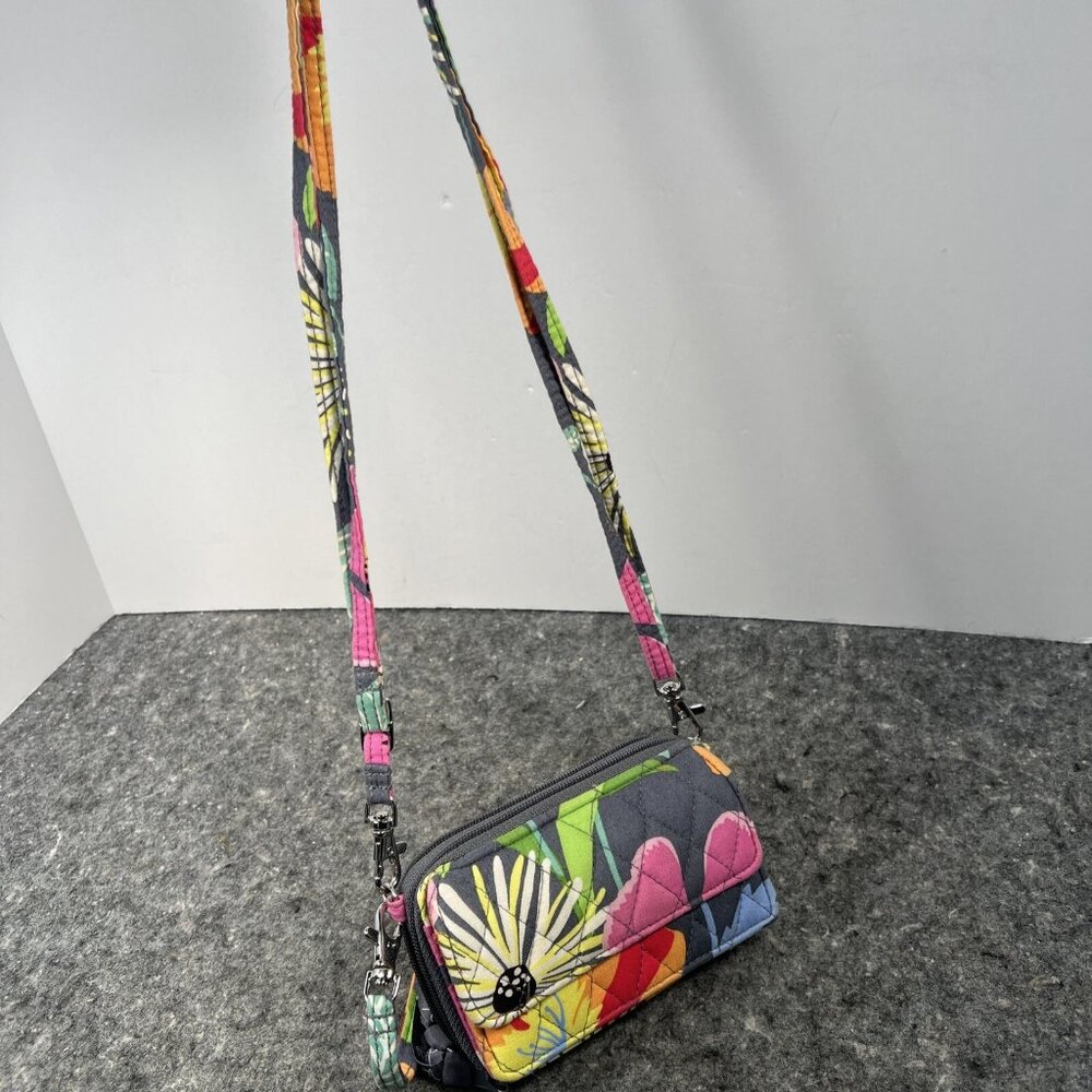 Vera Bradley Jazzy Blooms All In One Crossbody Wallet Organizer Wristlet Floral - Picture 6 of 16